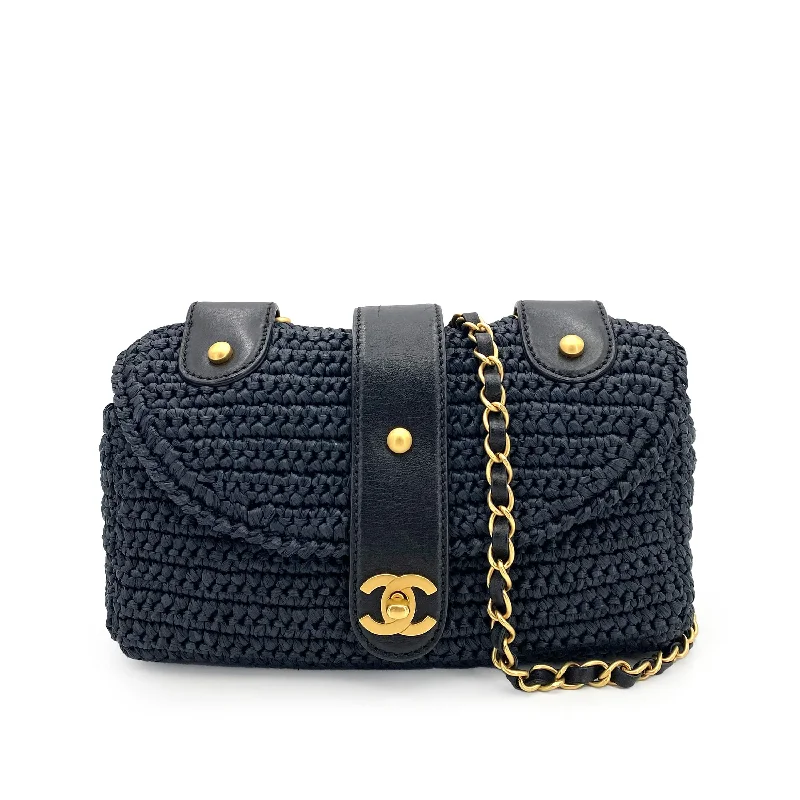 Chanel Medium Tote Bag for Office LadiesChanel Vintage Shoulder Navy Raffia GHW #10 90247136