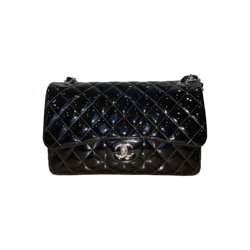 Chanel All - Match Handbag for Versatile StylingJumbo Classic Flap Patent Black SHW