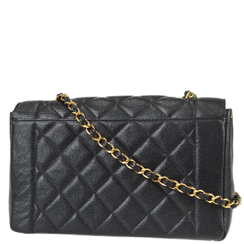 Chanel bags with intricate metal hardwareChanel 1997-1999 Medium Diana Chain Shoulder Bag Black Caviar