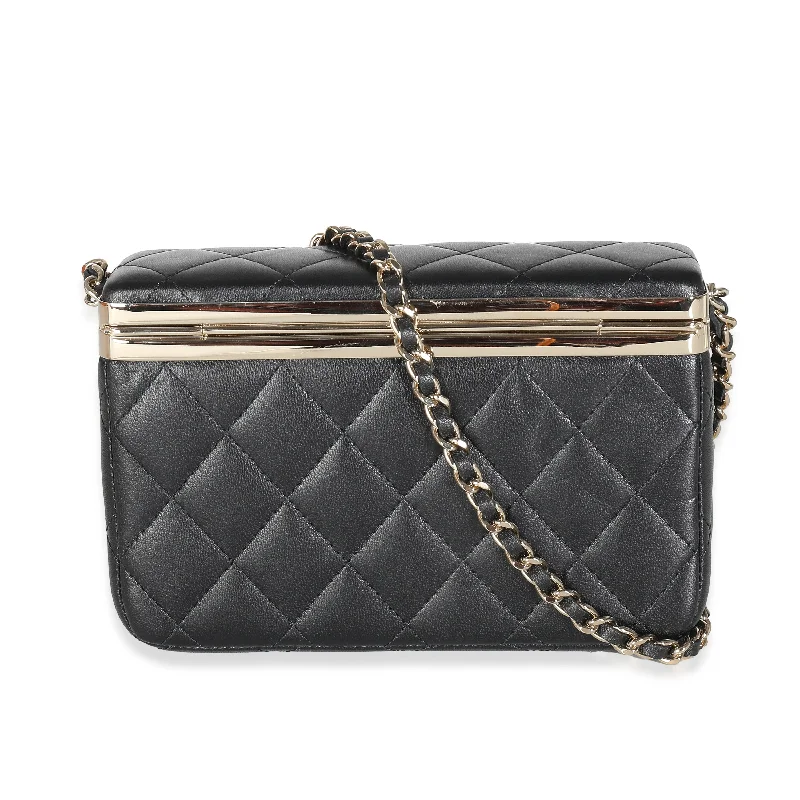 Chanel Handbag with Adjustable Strap for ComfortCHANEL 23S Black Quilted Lambskin Vanity Case With Chain