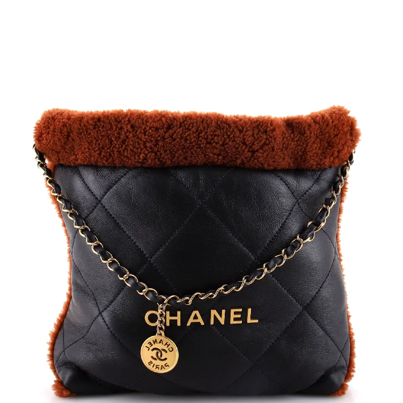 Chanel bags with chain and leather strap combinations22 Chain Hobo Quilted Lambskin with Shearling Small