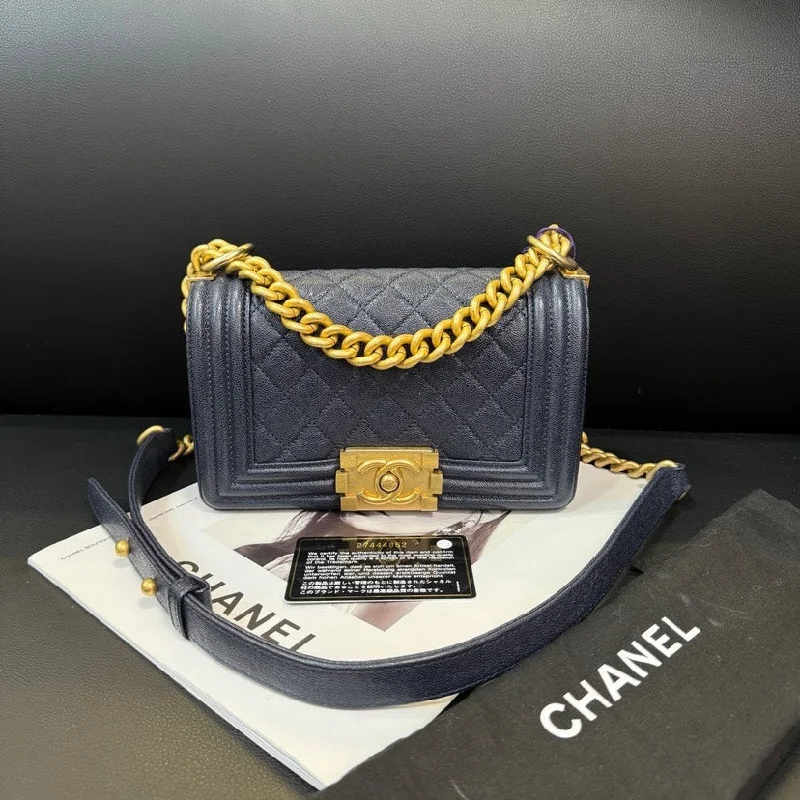 Chanel bags for women with a taste for high fashionChanel Leboy Dark Blue Gold Buckle Small Bag