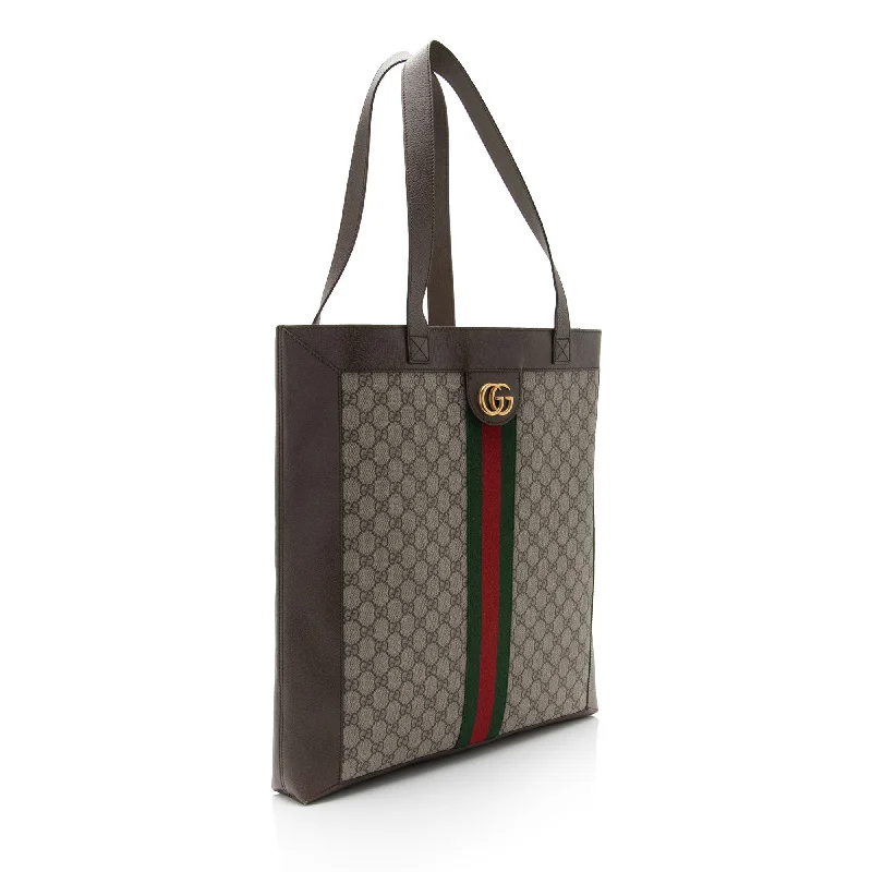 Women Gucci Sylvie bags with a leather - wrapped handleGucci GG Supreme Ophidia Soft Vertical Large Tote (bY1N9K)