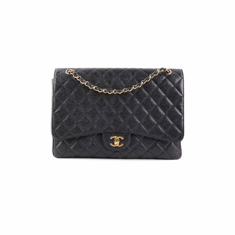 Chanel Limited Edition Handbag for CollectorsChanel  Maxi single Flap Quilted Caviar Black