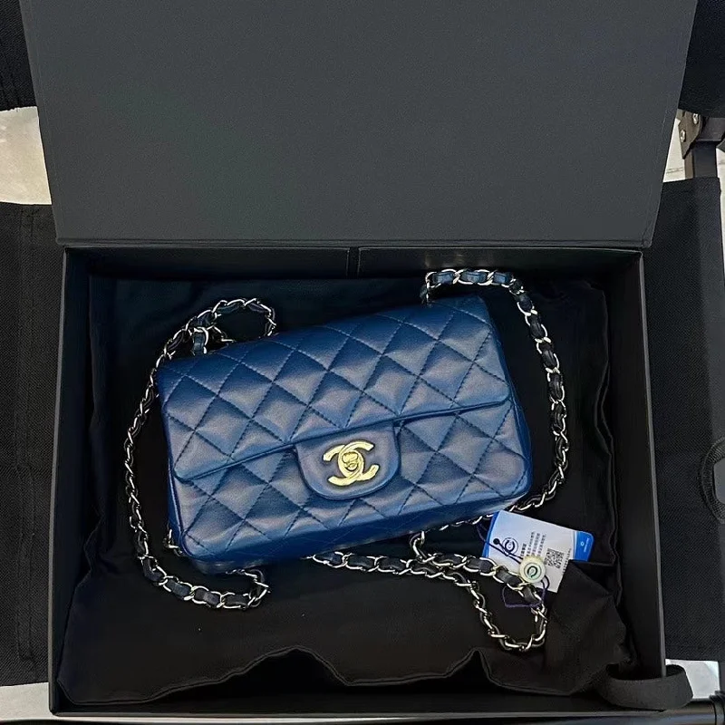 Chanel bags in luxury boutiques worldwideChanel CF Classic Flap Mini Bag Blue Quilted Leather Chain Strap