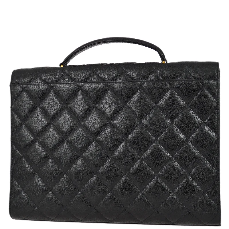 Chanel bags with modern touchesChanel 1994-1996 Black Caviar Briefcase Business Handbag