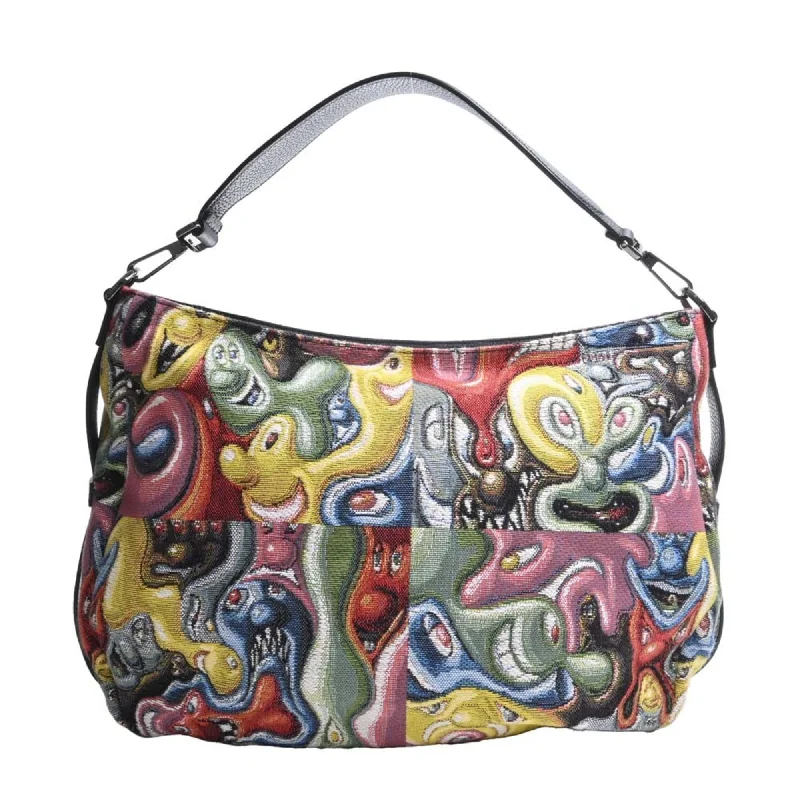 Fashion - forward Christian Dior tote bags for the modern womanCHRISTIAN DIOR Canvas Saddle Shoulder Bag Kenny Scharf Collaboration Black Multicolor Women's