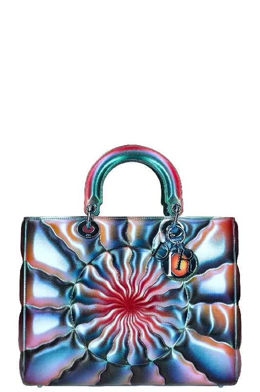 Christian Dior tote bags with a printed Dior logo on the frontCHRISTIAN DIOR Lady Judy Chicago Bag