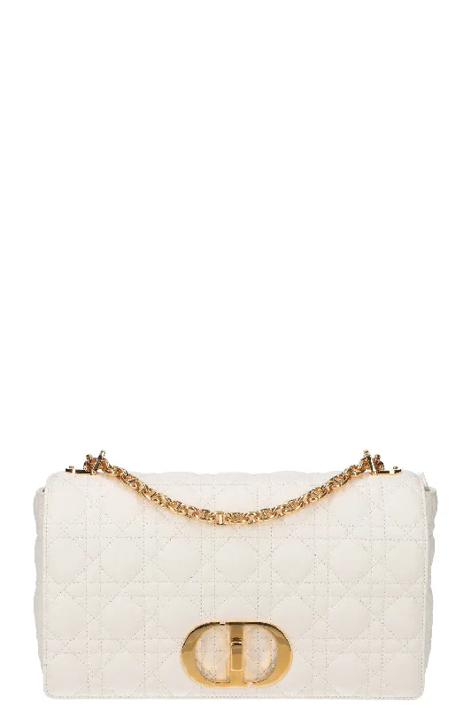 Contemporary Christian Dior handbags with a unique shapeCHRISTIAN DIOR Large Caro Bag Cannage White