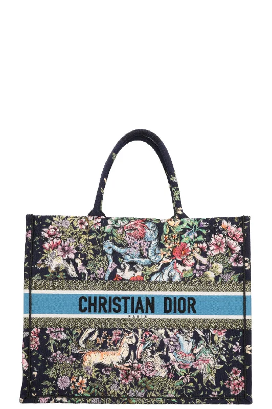 Christian Dior bags with a side - pocket for holding a water bottleCHRISTIAN DIOR Large Dioriviera Book Tote Blue