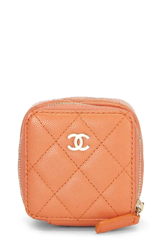 Chanel Black Handbag for Business MeetingsChanel,  Orange Caviar Jewelry Case Small, Orange