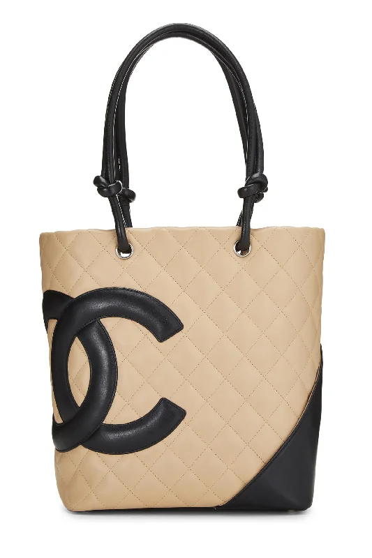 Chanel bags for women who appreciate fine craftsmanshipChanel,  Beige Quilted Calfskin Cambon Tote Small, Beige