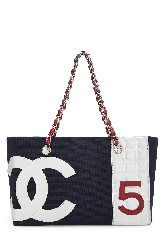 Chanel Lightweight Handbag for Daily ErrandsChanel,  Navy Canvas & Leather No.5 Foil Shopping Tote, Navy